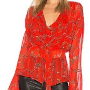 Revolve IRO Linette Red Floral Top
